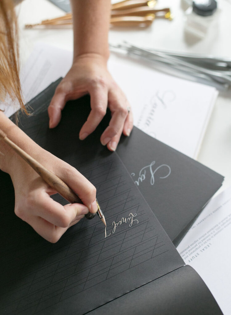 How to write in a straight line with calligraphy. Laura Hooper Design House. 