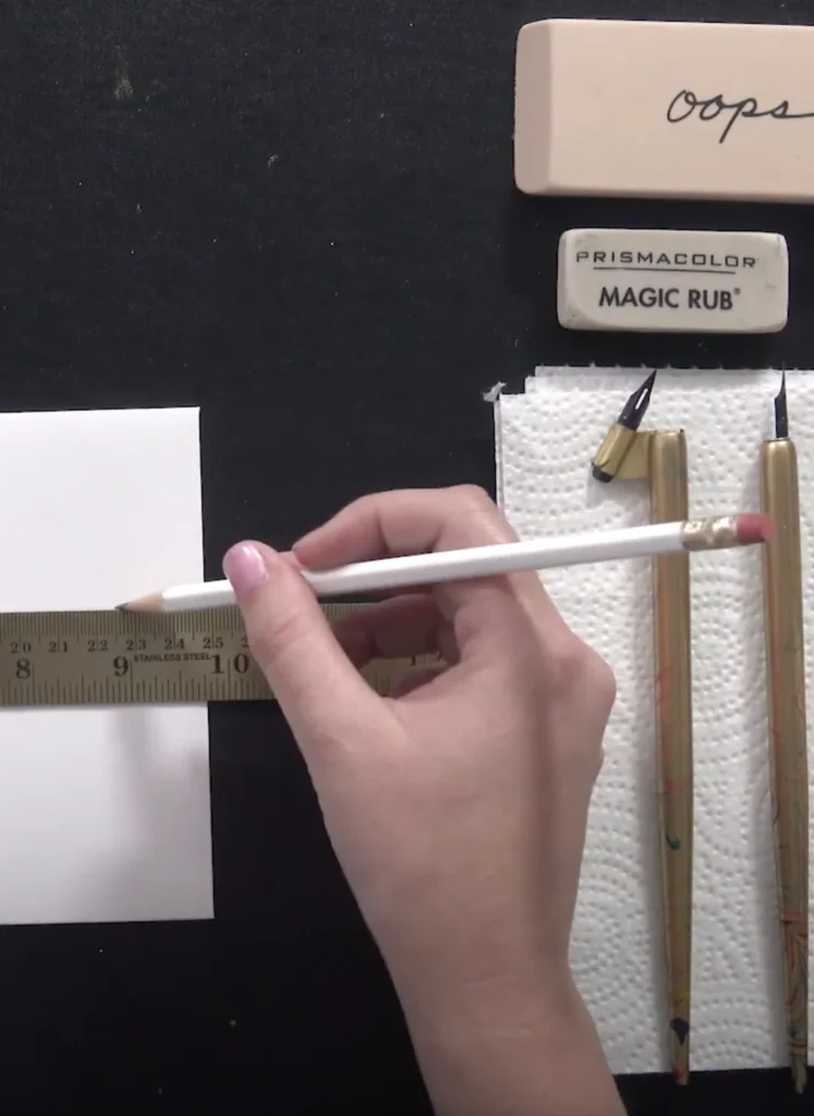 how to use a pencil and ruler to write in a straight line. Laura Hooper design house. 