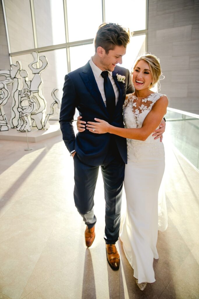 Trea Turner Washington DC Museum wedding, bride in lace dress, laura hooper design house