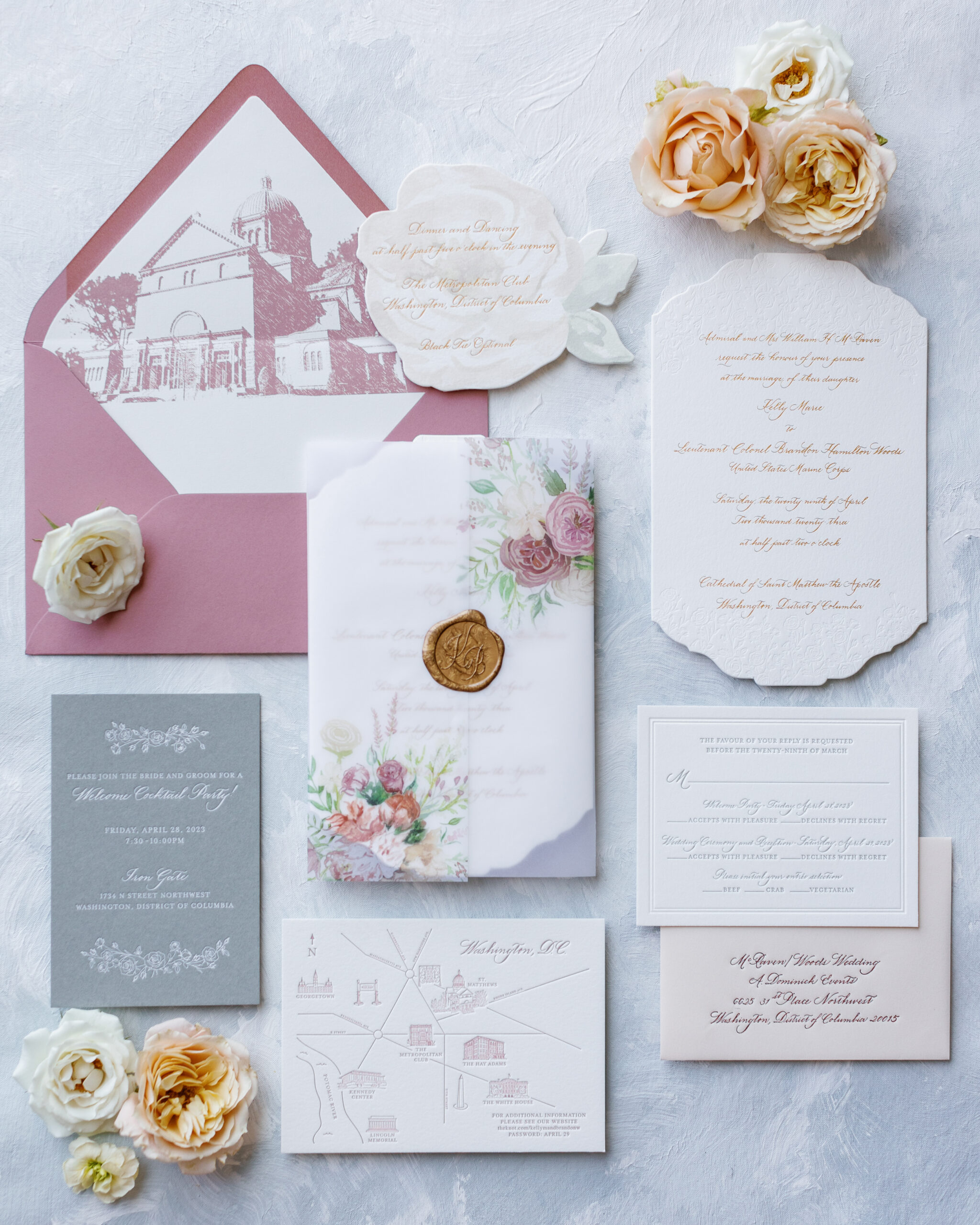 Custom Wedding Invitation Suite by Laura Hooper Design House
