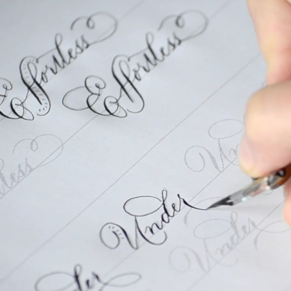 How to add flourishes and decorative details to calligraphy, online calligraphy classes taught by Laura Hooper Design House 