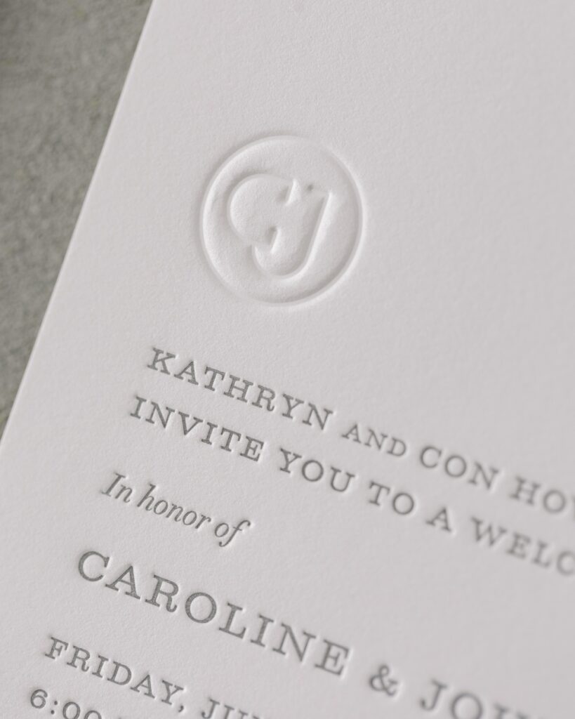 Custom letterpress wedding stationery with monogram, Laura Hooper Design House. 