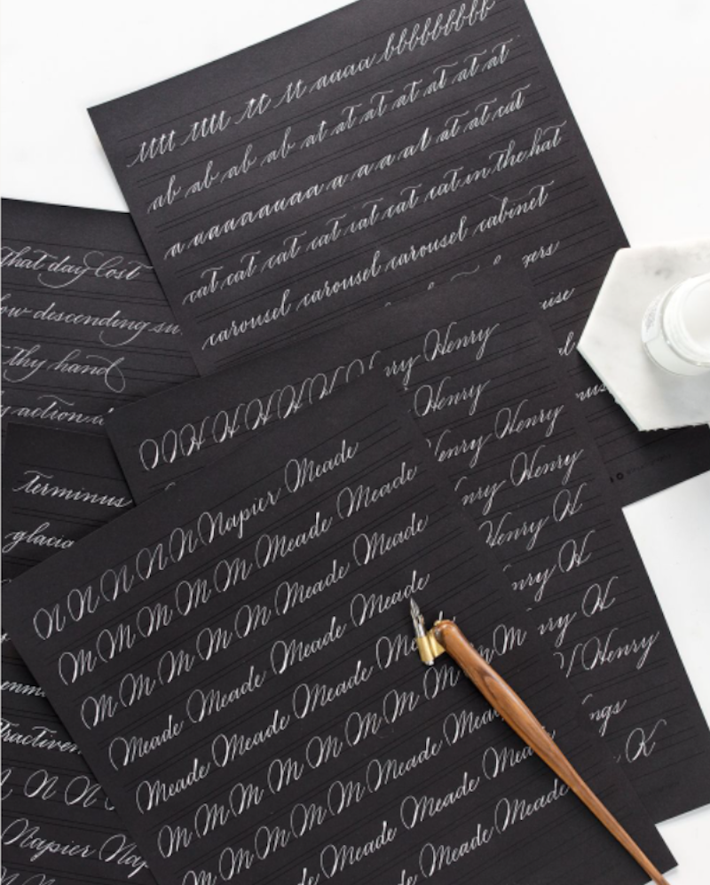 Calligraphy practice sheets, learn calligraphy online. Laura Hooper Design House. 
