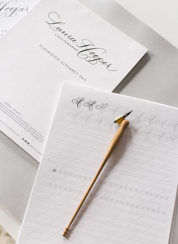 Calligraphy practice sheets to improve writing skills. Laura Hooper Design House. 